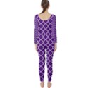 Royal purple quatrefoil pattern Long Sleeve Catsuit View2