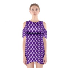 Royal Purple Quatrefoil Pattern Women s Cutout Shoulder Dress by Zandiepants