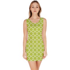 Spring Green Quatrefoil Pattern Bodycon Dress by Zandiepants