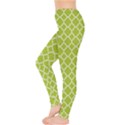 Spring green quatrefoil pattern Leggings  View3