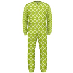 Spring Green Quatrefoil Pattern Onepiece Jumpsuit (men) by Zandiepants