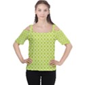 Spring green quatrefoil pattern Women s Cutout Shoulder Tee View1