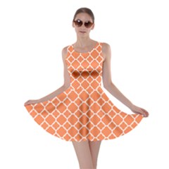 Tangerine Orange Quatrefoil Pattern Skater Dress by Zandiepants