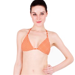 Tangerine Orange Quatrefoil Pattern Bikini Top by Zandiepants