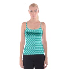 Turquoise Quatrefoil Pattern Spaghetti Strap Top by Zandiepants