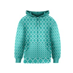 Turquoise Quatrefoil Pattern Kids  Zipper Hoodie by Zandiepants