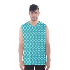 Turquoise Quatrefoil Pattern Men s Basketball Tank Top by Zandiepants