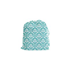 Turquoise Damask Pattern Drawstring Pouches (xs)  by Zandiepants