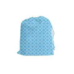 Bright Blue Quatrefoil Pattern Drawstring Pouch (medium) by Zandiepants