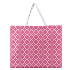 Soft Pink Quatrefoil Pattern Zipper Large Tote Bag by Zandiepants