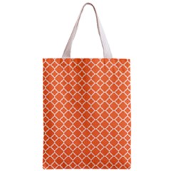 Tangerine Orange Quatrefoil Pattern Zipper Classic Tote Bag by Zandiepants