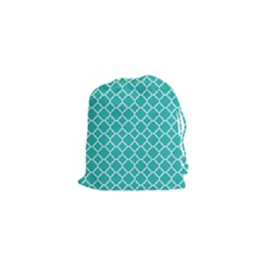 Turquoise Quatrefoil Pattern Drawstring Pouch (xs) by Zandiepants