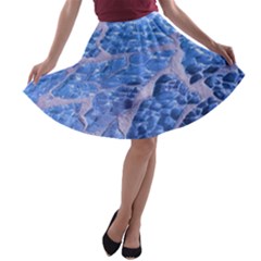 Festive Chic Light Blue Glitter Shiny Glamour Sparkles A-line Skater Skirt by yoursparklingshop