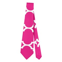 Hot Pink Quatrefoil Pattern Necktie (two Side) by Zandiepants