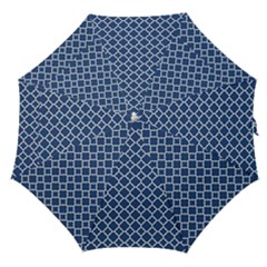 Navy Blue Quatrefoil Pattern Straight Umbrella by Zandiepants