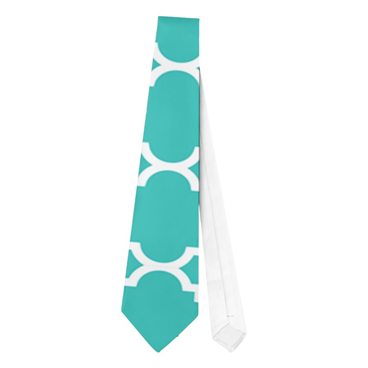 Turquoise quatrefoil pattern Necktie (One Side)