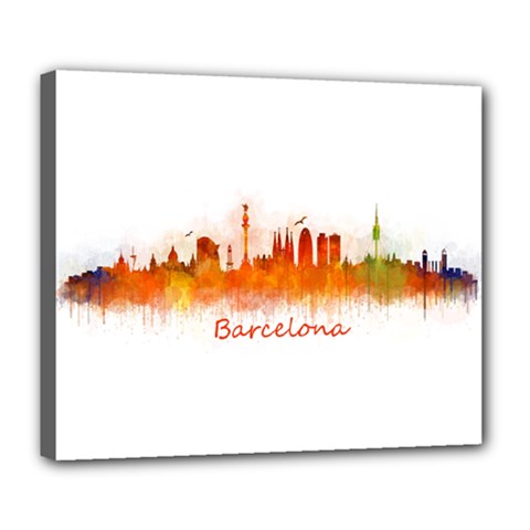 Barcelona City Art Deluxe Canvas 24  X 20  