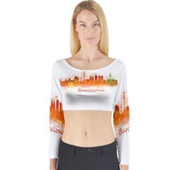 Barcelona City Art Long Sleeve Crop Top