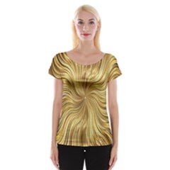 Chic Festive Elegant Gold Stripes Women s Cap Sleeve Top by yoursparklingshop