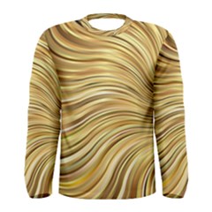 Chic Festive Gold Brown Glitter Stripes Men s Long Sleeve Tee by yoursparklingshop