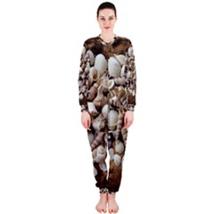 Tropical Sea Shells Collection, Copper Background Onepiece Jumpsuit (ladies)  by yoursparklingshop