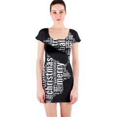 Funny Santa Black And White Typography Short Sleeve Bodycon Dress by yoursparklingshop