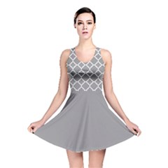 Grey Quatrefoil Pattern Reversible Skater Dress by Zandiepants