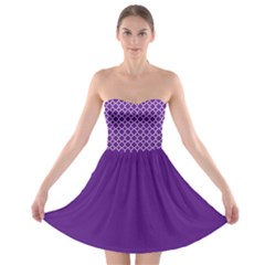 Royal Purple Quatrefoil Pattern Strapless Dresses by Zandiepants