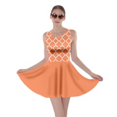 Tangerine Orange Quatrefoil Pattern Skater Dress by Zandiepants