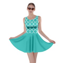 Turquoise Quatrefoil Pattern Skater Dress by Zandiepants