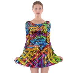 Color Play In Bubbles Long Sleeve Skater Dress by KirstenStar