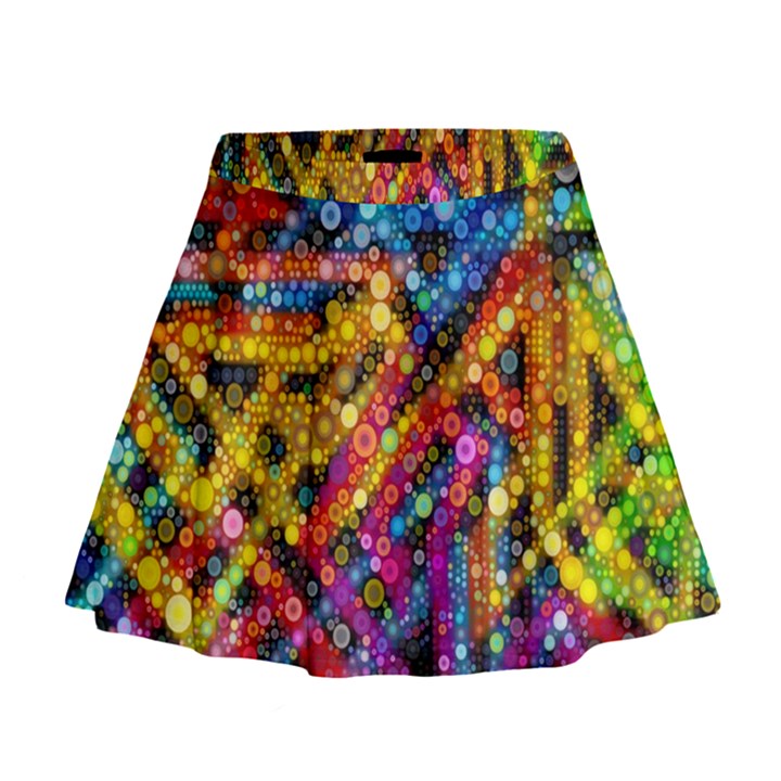 Color Play in Bubbles Mini Flare Skirt