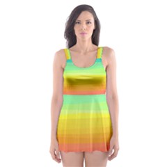 Sweet Colored Stripes Background Skater Dress Swimsuit by TastefulDesigns