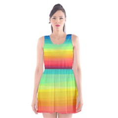 Sweet Colored Stripes Background Scoop Neck Skater Dress by TastefulDesigns