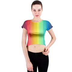 Sweet Colored Stripes Background Crew Neck Crop Top by TastefulDesigns