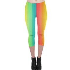 Sweet Colored Stripes Background Capri Leggings  by TastefulDesigns