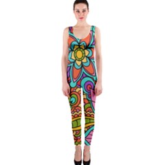 Festive Colorful Ornamental Background Onepiece Catsuit by TastefulDesigns