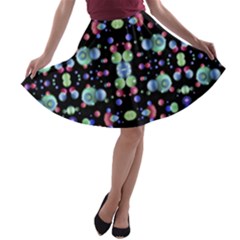 Multicolored Galaxy Pattern Print A-line Skater Skirt