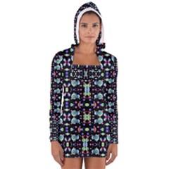 Multicolored Galaxy Pattern Print Women s Long Sleeve Hooded T-shirt by dflcprintsclothing