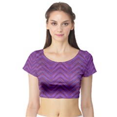 Grunge Chevron Style Print Short Sleeve Crop Top (tight Fit) by dflcprintsclothing