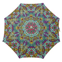 Mariager - Bold Blue,purple And Yellow Flower Design Straight Umbrella by Zandiepants