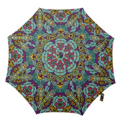 Mariager - Bold Blue,purple And Yellow Flower Design Hook Handle Umbrella (small) by Zandiepants