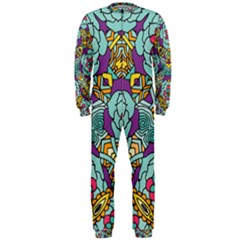 Mariager   Bold Blue,purple And Yellow Flower Design   Onepiece Jumpsuit (men)  by Zandiepants