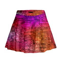 Purple Orange Pink Colorful Art Mini Flare Skirt