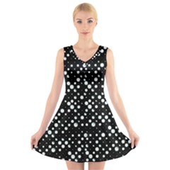 Galaxy Dots Print V-neck Sleeveless Skater Dress