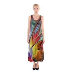 Fractal Bird Of Paradise Sleeveless Maxi Dress by WolfepawFractals