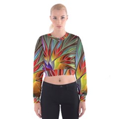 Fractal Bird Of Paradise Women s Cropped Sweatshirt by WolfepawFractals