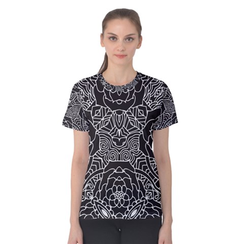 Mariager - Bold Flower Design - Black And White Women s Cotton Tee by Zandiepants