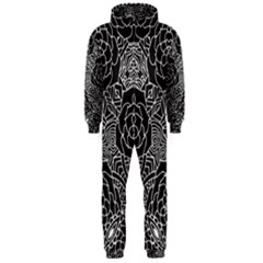 Mariager - Bold Flower Design - Black And White Hooded Jumpsuit (men) 