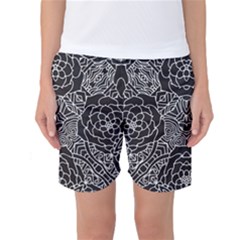 Mariager - Bold Flower Design - Black And White Women s Basketball Shorts by Zandiepants